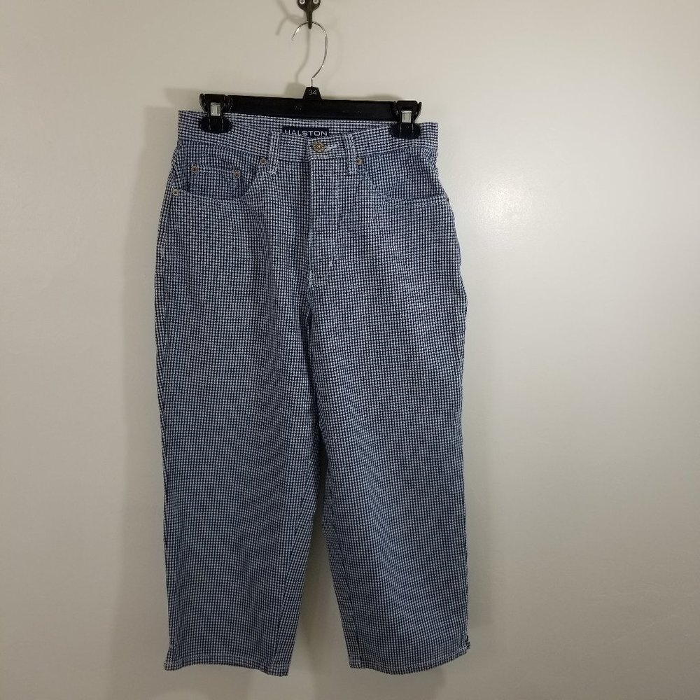 Halston Blue and White Checked Cotton Carpi's